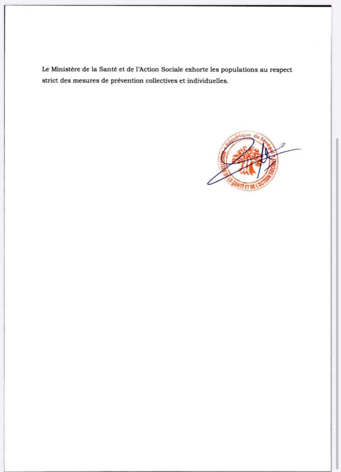 SÉNÉGAL : 57 nouveaux cas testés positifs au coronavirus, 7 nouveaux guéris et un nouveau décès.