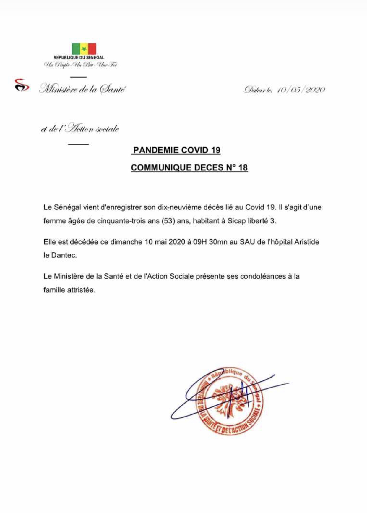 URGENT : Le Sénégal enregistre son 19e décès lié au Covid-19.