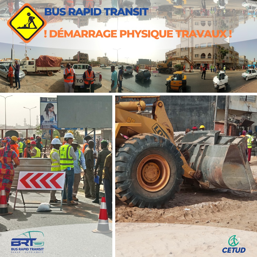 Avancement physique des travaux du BRT à Guédiawaye sur la section 1 : « grande mosquee - croisement bethio thioune »