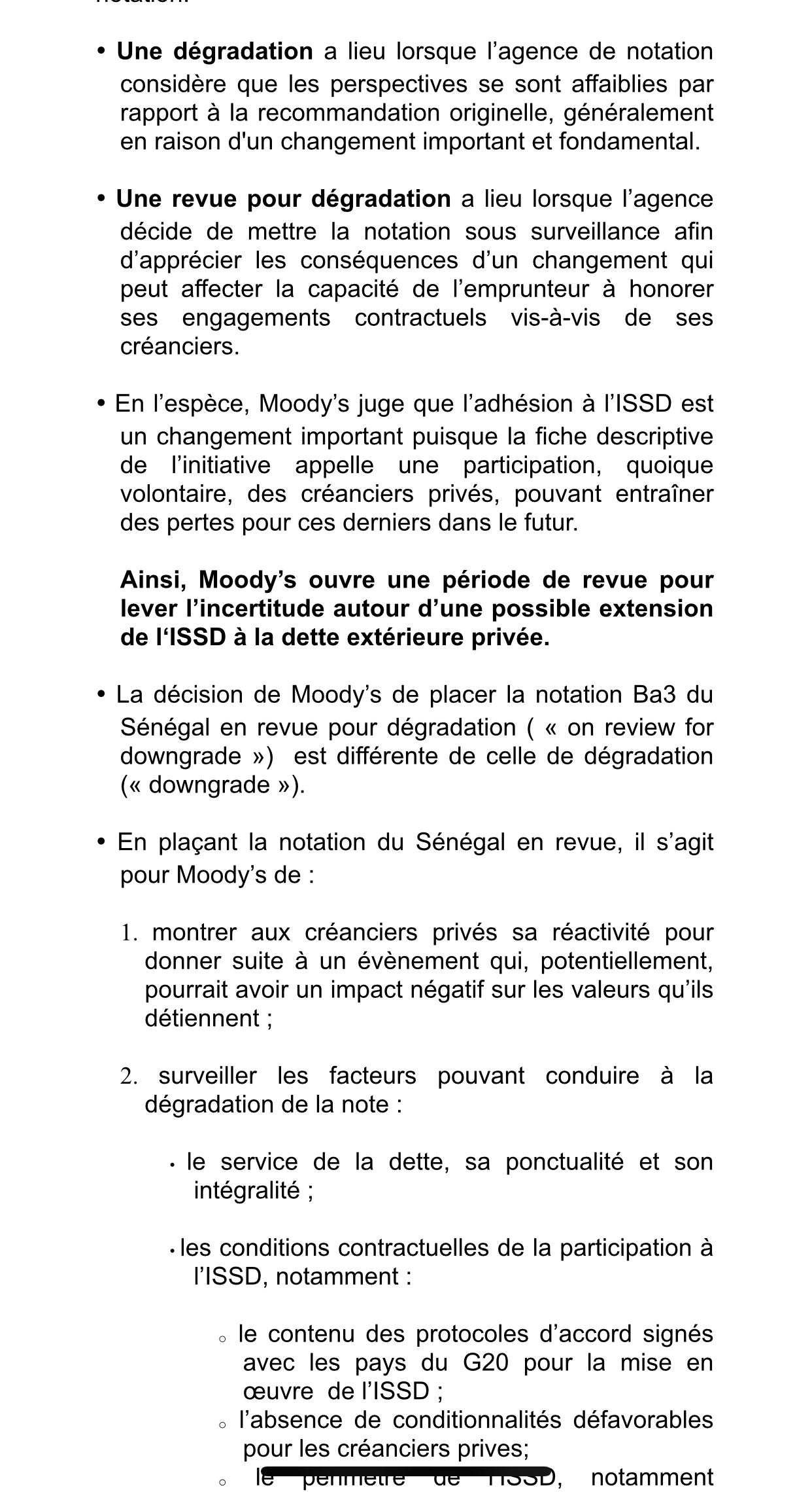 Note d’information : Les éclairages du ministère des Finances et du Budget sur l’annonce de Moody’s.