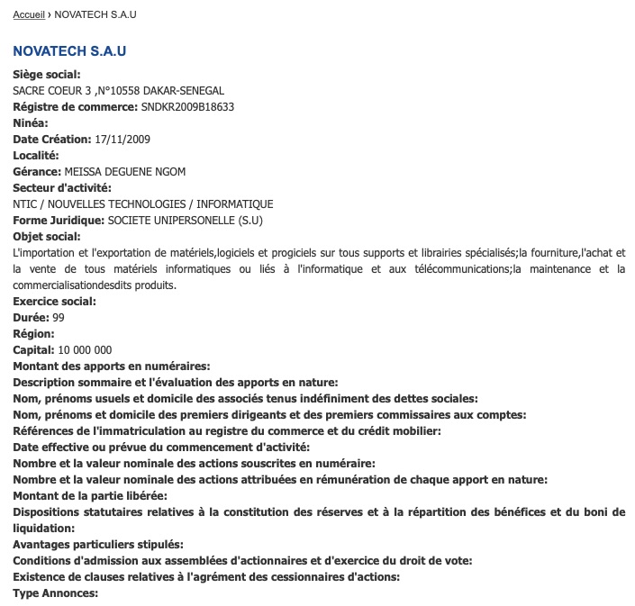 Sindia / Meïssa « copie » Babacar Ngom : l’histoire des 90 ha à « Nova Tech» informatique pour usage agricole…