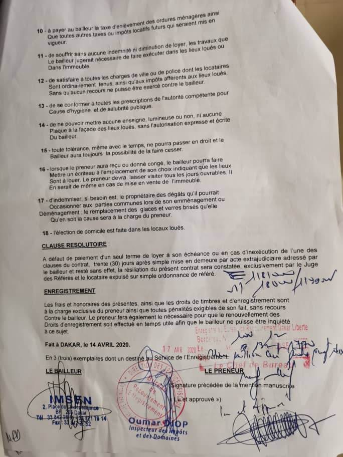 Achat d'une villa à 600 millions par un ministre de la République : Les documents qui confirment la thèse de la location.