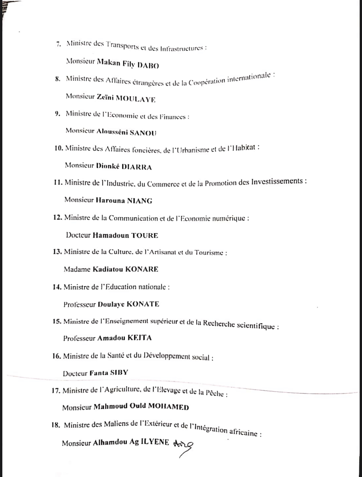 MALI : Le président de la transition Bah Ndaw nomme un nouveau Gouvernement. (DOCUMENT/LISTE)