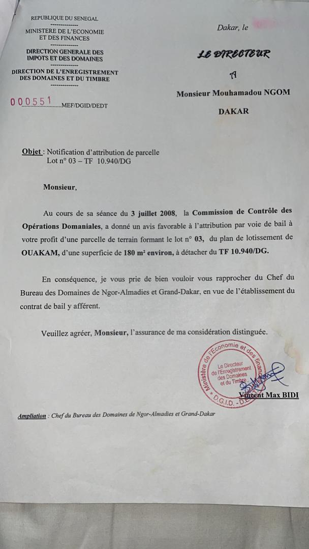 Litige foncier opposant Farba Ngom à la famille Ndoye / Les conseils juridiques du député brandissent des documents... Farba disposé à céder la parcelle si...