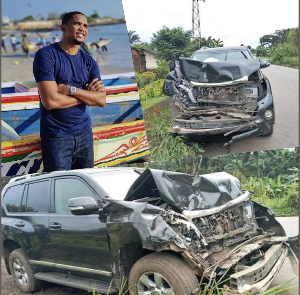 Accident de voiture : Samuel Eto'o échappe de justesse au pire sur la route de Douala.