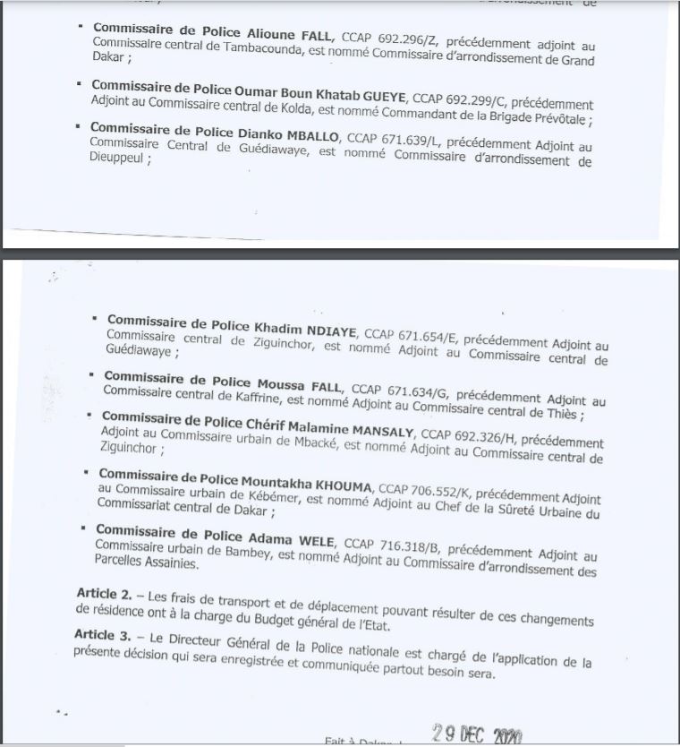 Mouvements au sein de la Police : Antoine Diome promeut plusieurs adjoints aux commissaires