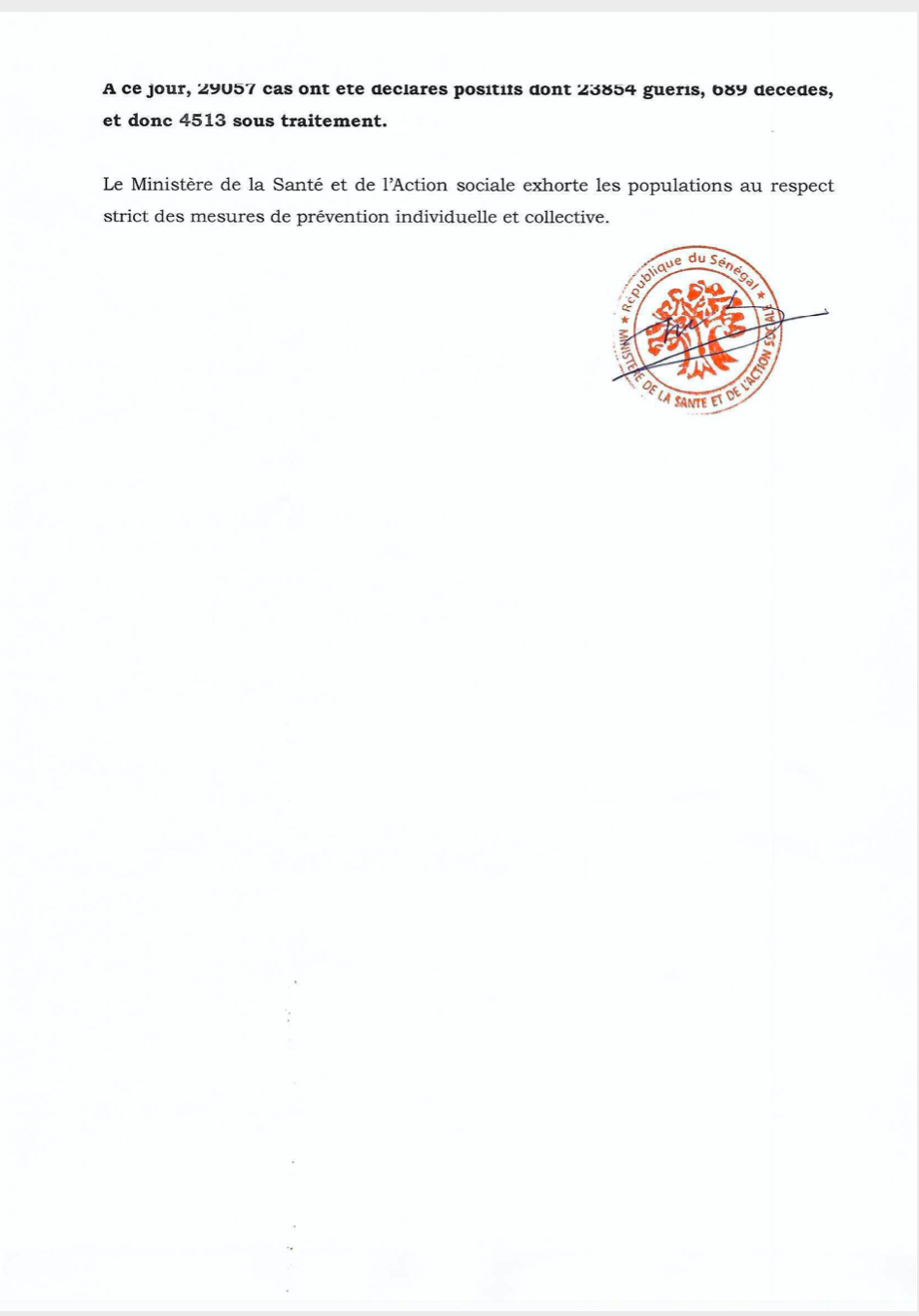 SÉNÉGAL : 297 nouveaux cas testés positifs au coronavirus, 295 nouveaux guéris, 7 nouveaux décès et 58 cas graves en réanimation.