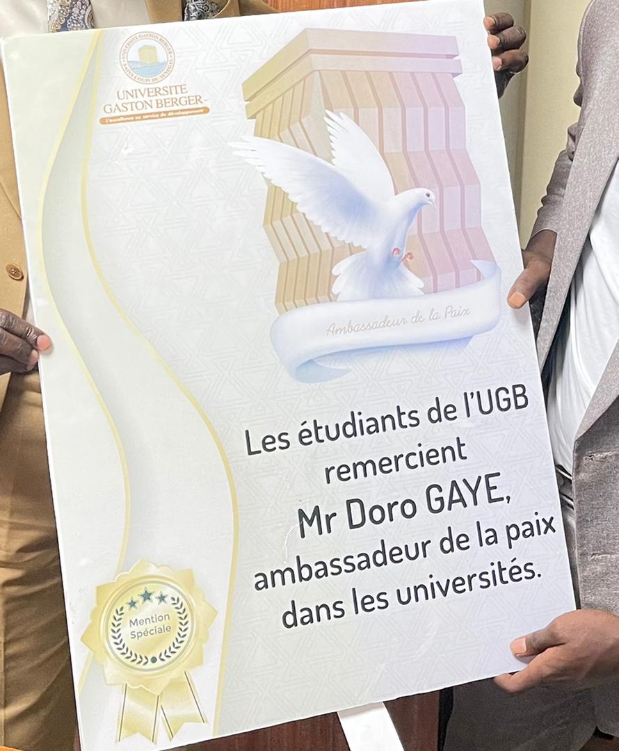 Social / UGB : Un natif de Kaolack reconnu ambassadeur de la paix des Universités.
