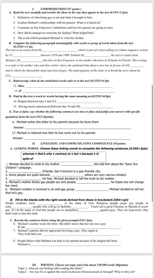 Rufisque / Bac blanc épreuve d’Anglais : Abdou Faty, le SG du Sels Authentique fustige le texte qui prétend faire la promotion des LGBT.