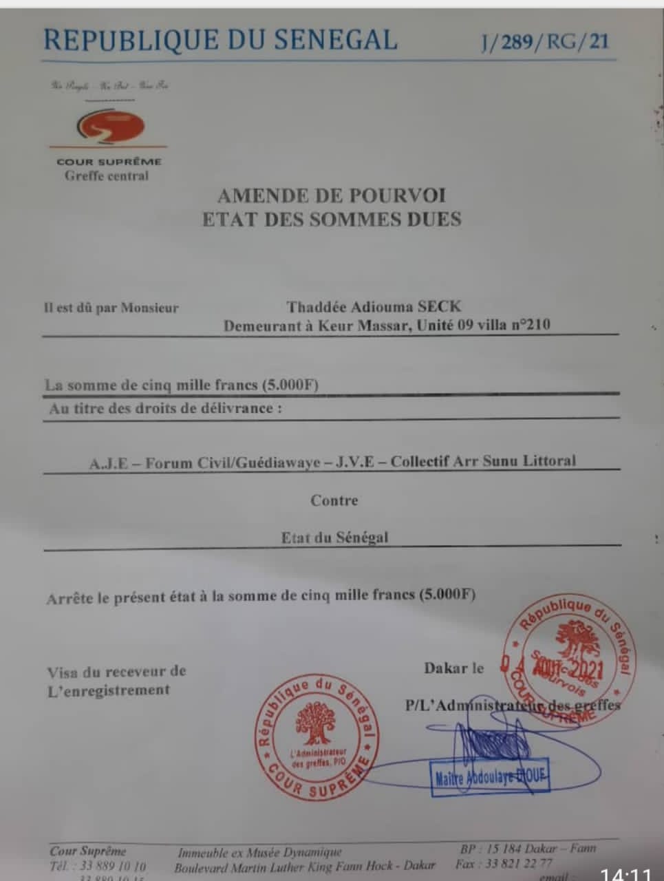 Déclassification de la bande de filao : « Aar Sunu Littoral » a déposé un recours pour l'annulation du décret présidentiel n°2021-701.