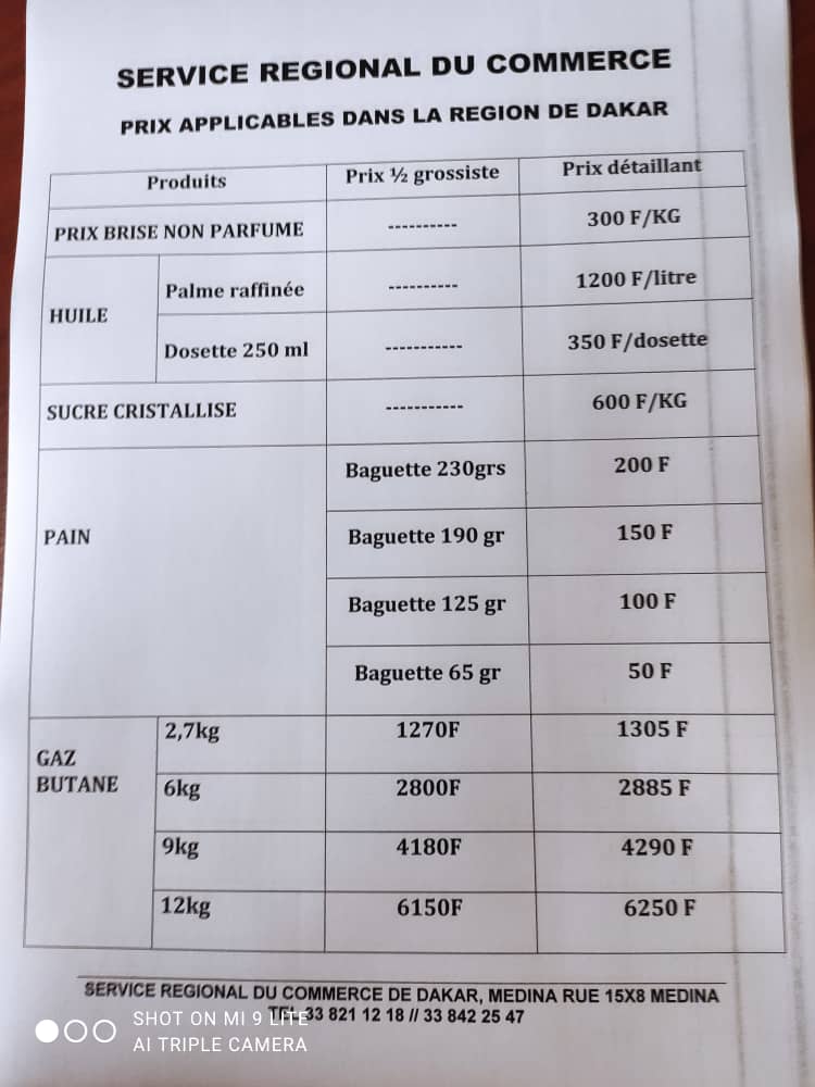 Denrées de première nécessité : une nouvelle grille tarifaire fixée par le service régional du commerce