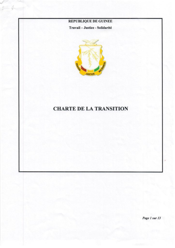 Guinée : le Cnrd publie sa charte de transition, le Président Doumbouya pas candidat à la prochaine présidentielle selon les médias guinéens