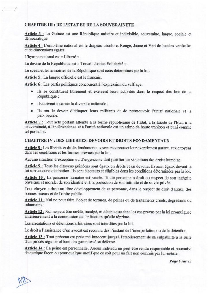 Guinée : le Cnrd publie sa charte de transition, le Président Doumbouya pas candidat à la prochaine présidentielle selon les médias guinéens