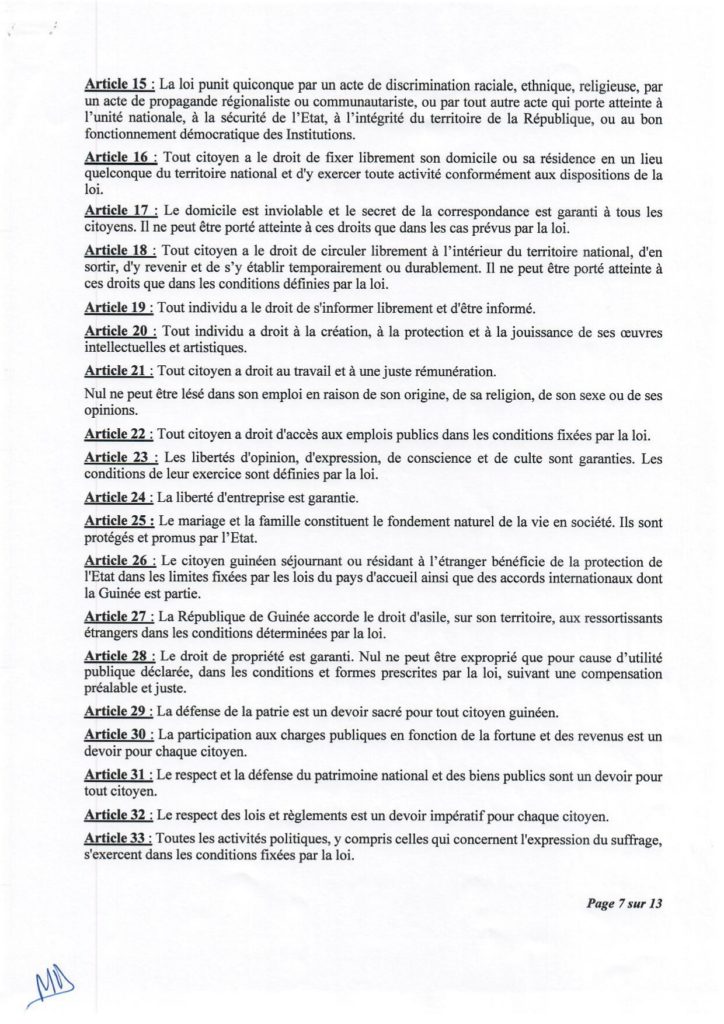 Guinée : le Cnrd publie sa charte de transition, le Président Doumbouya pas candidat à la prochaine présidentielle selon les médias guinéens