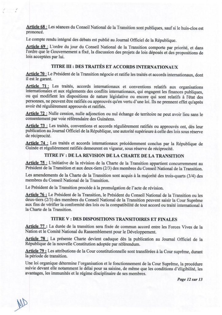 Guinée : le Cnrd publie sa charte de transition, le Président Doumbouya pas candidat à la prochaine présidentielle selon les médias guinéens