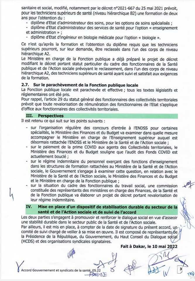 Accord entre le gouvernement et les syndicats du secteur public de la santé et de l'action sociale