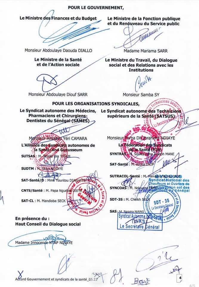 Accord entre le gouvernement et les syndicats du secteur public de la santé et de l'action sociale