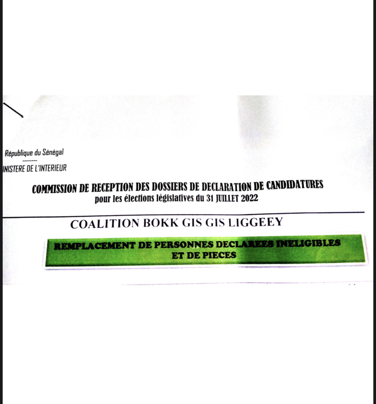 Élections Législatives 2022 : La coalition Bokk Gis Gis a reçu son quitus.