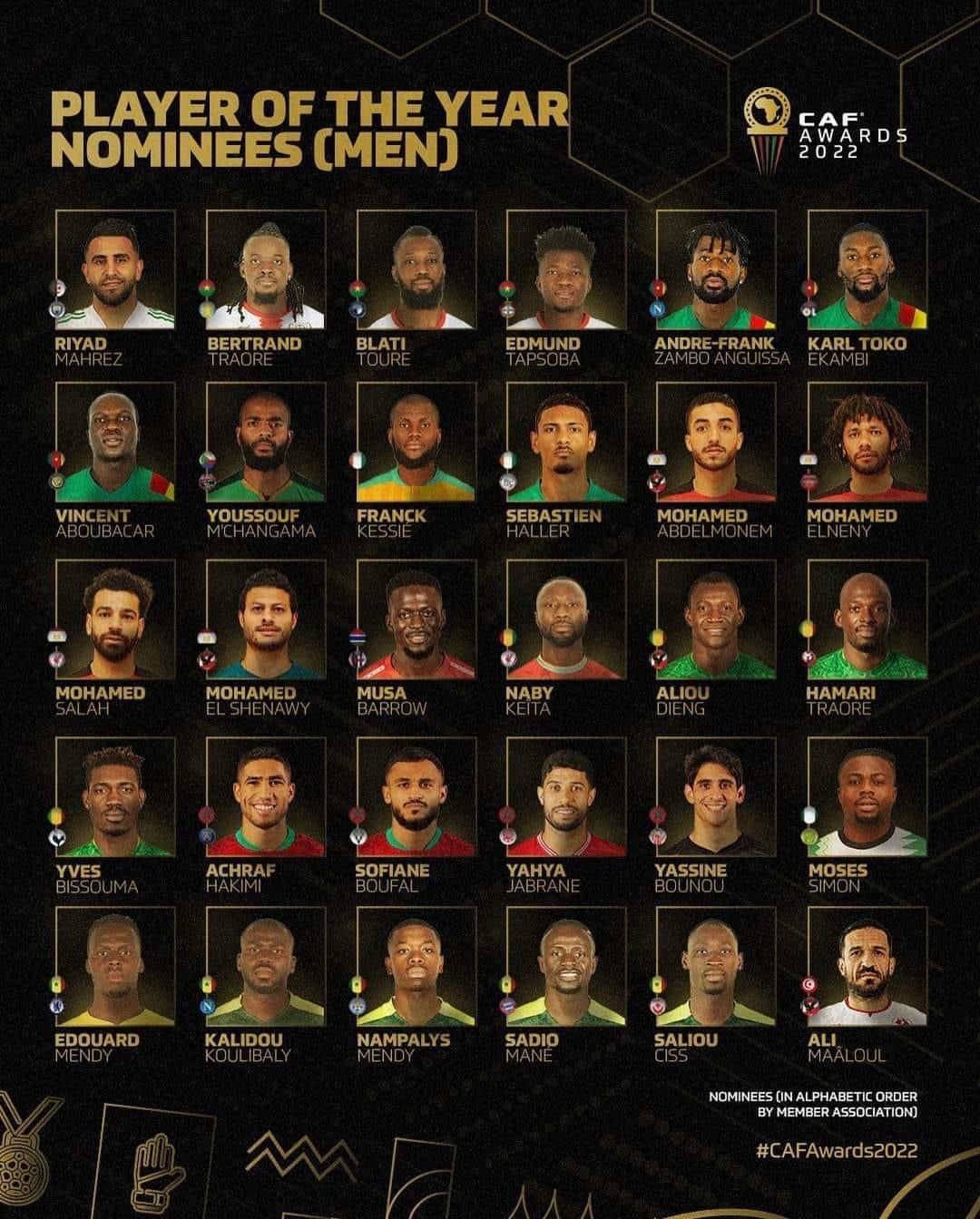 CAF Awards 2022 : La liste des 30 nominés dévoilée avec cinq sénégalais dont Sadio Mané et Nampalys…
