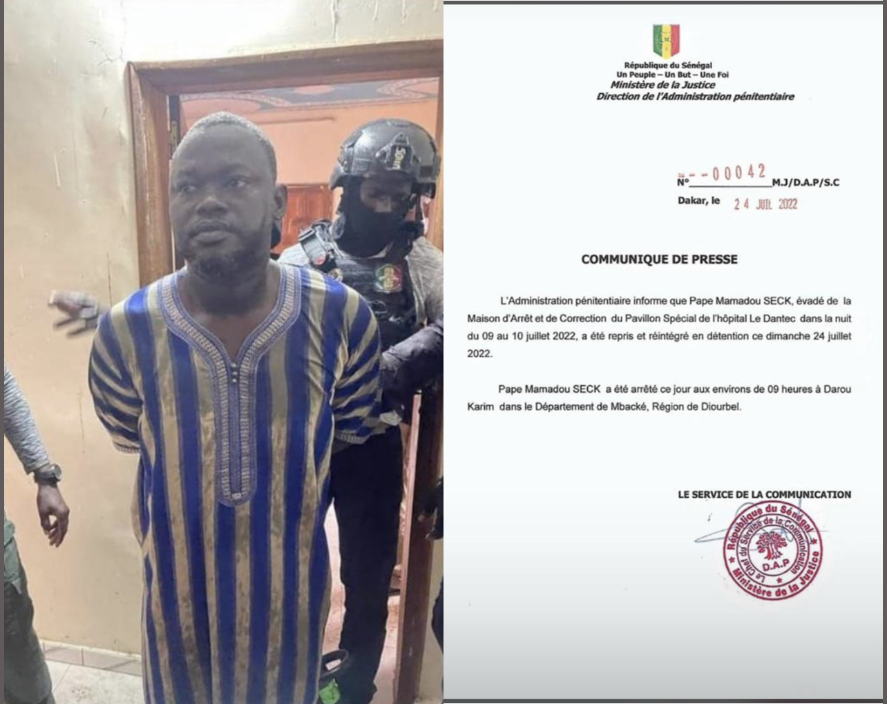 Affaire « forces spéciales » : fin de cavale pour Pape Mamadou Seck.