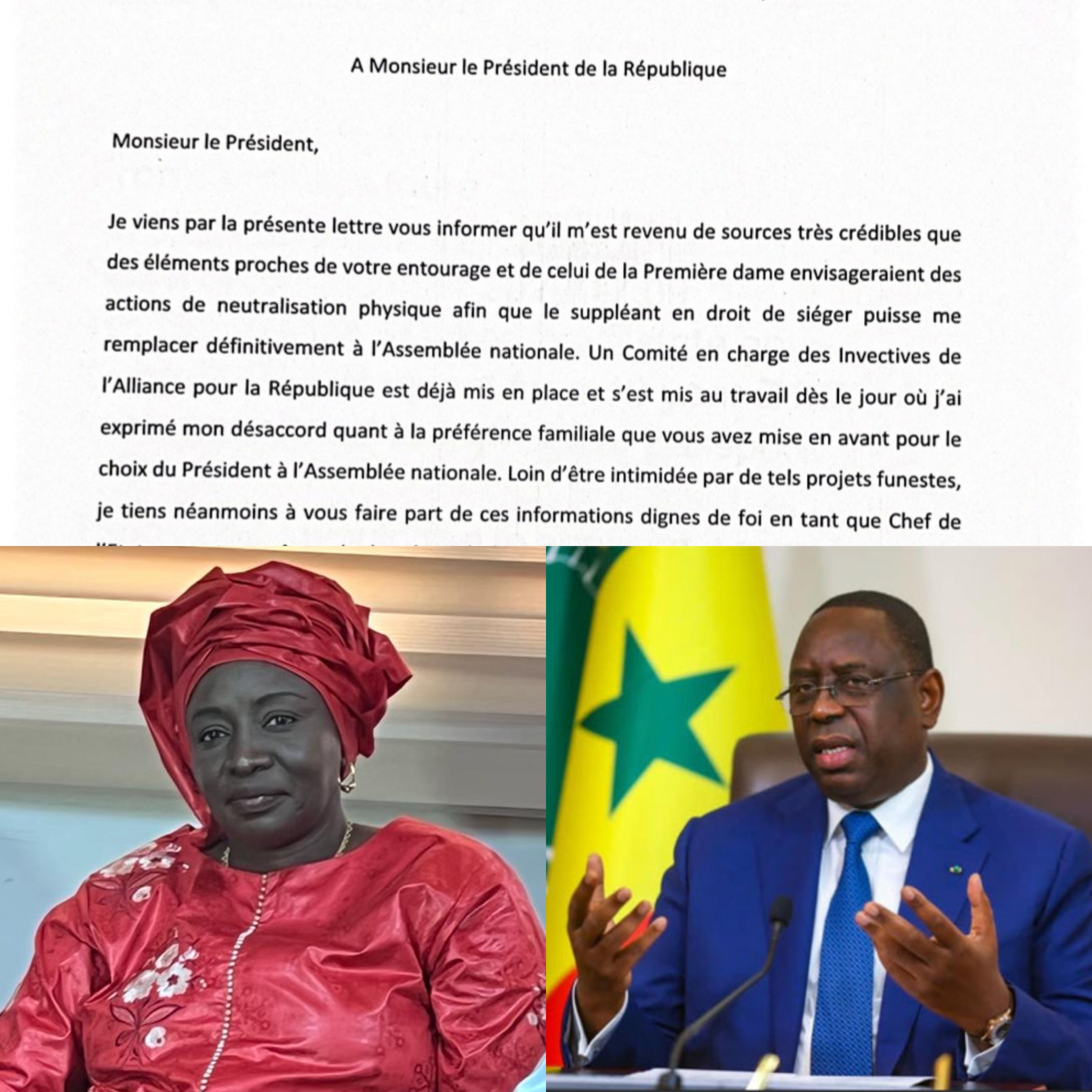 Probables actions de neutralisation physique par des éléments proches de l'entourage du président de la République et de la première dame : Aminata Touré s'en ouvre au chef de l'État.