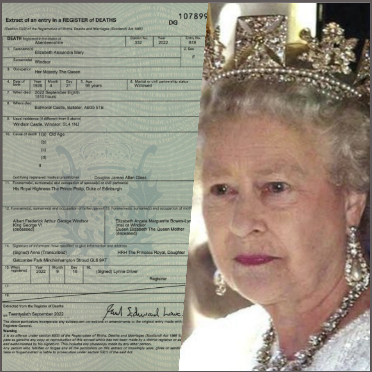 Royaume-Uni : Le certificat de décès de la reine Elizabeth II dévoilé…