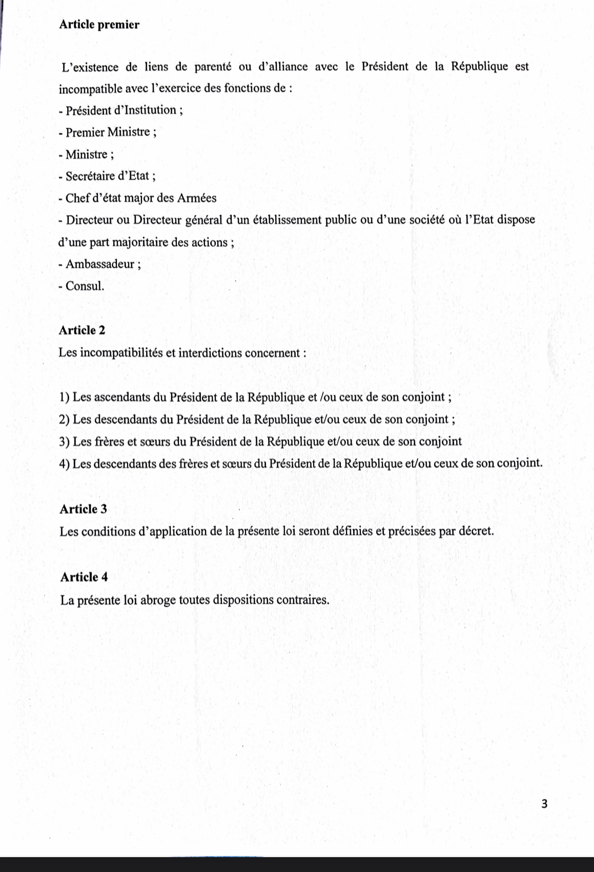 Assemblée nationale : La députée Aminata Touré propose une loi limitant l'exercice de fonctions et responsabilités dans les Institutions de la République en rapport avec l'existence de liens familiaux avec le Président de la République.