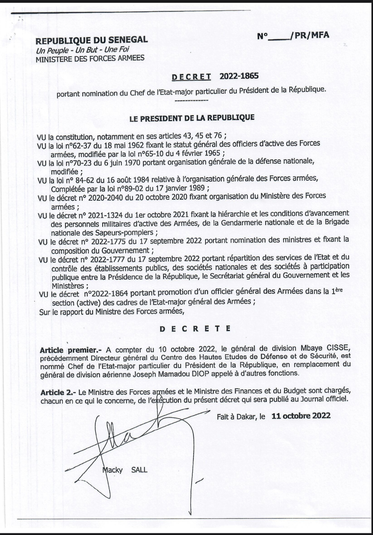 SÉNÉGAL : Le président Macky Sall signe plusieurs décrets de nomination. (DOCUMENTS)