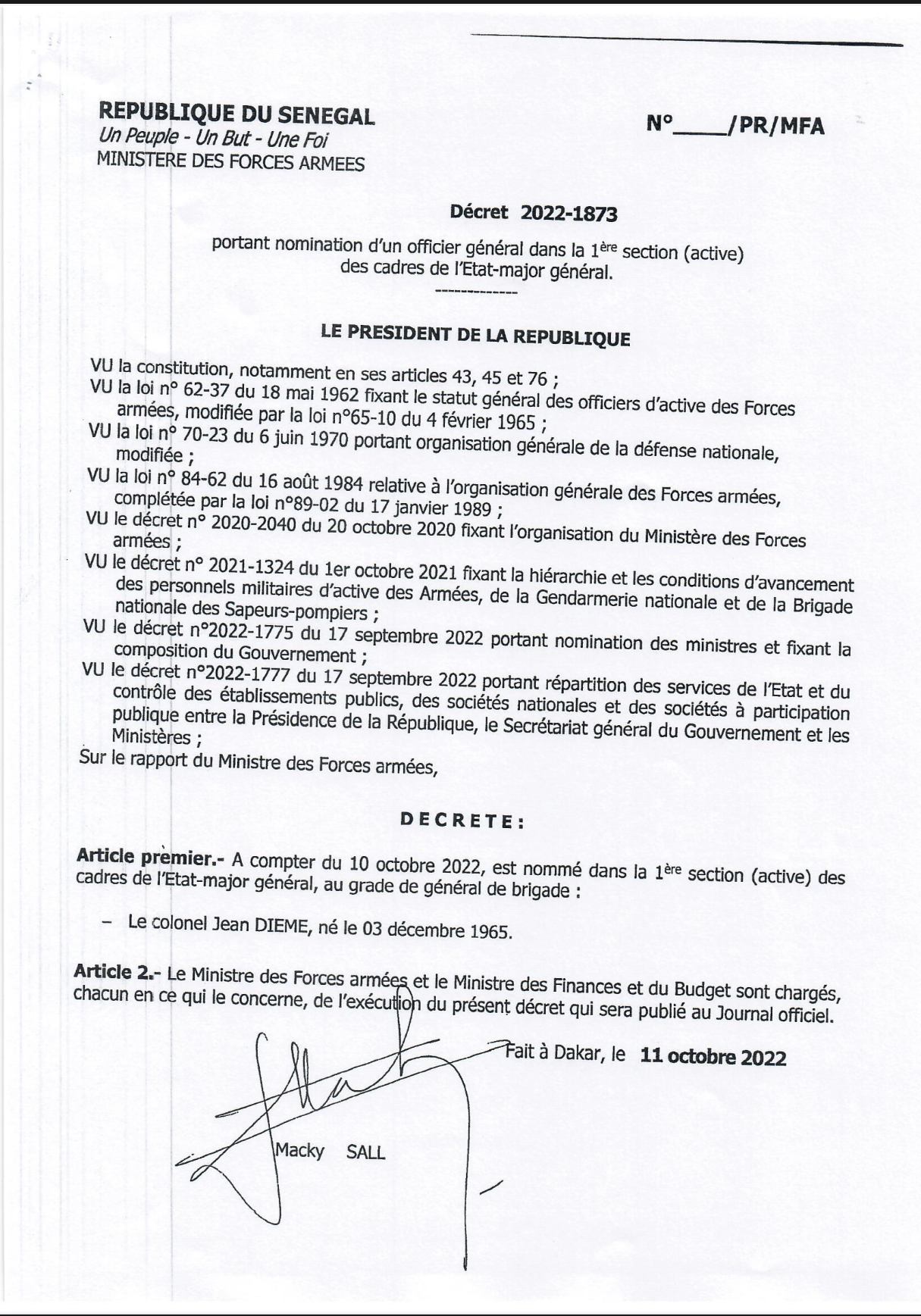 SÉNÉGAL : Le président Macky Sall signe plusieurs décrets de nomination. (DOCUMENTS)