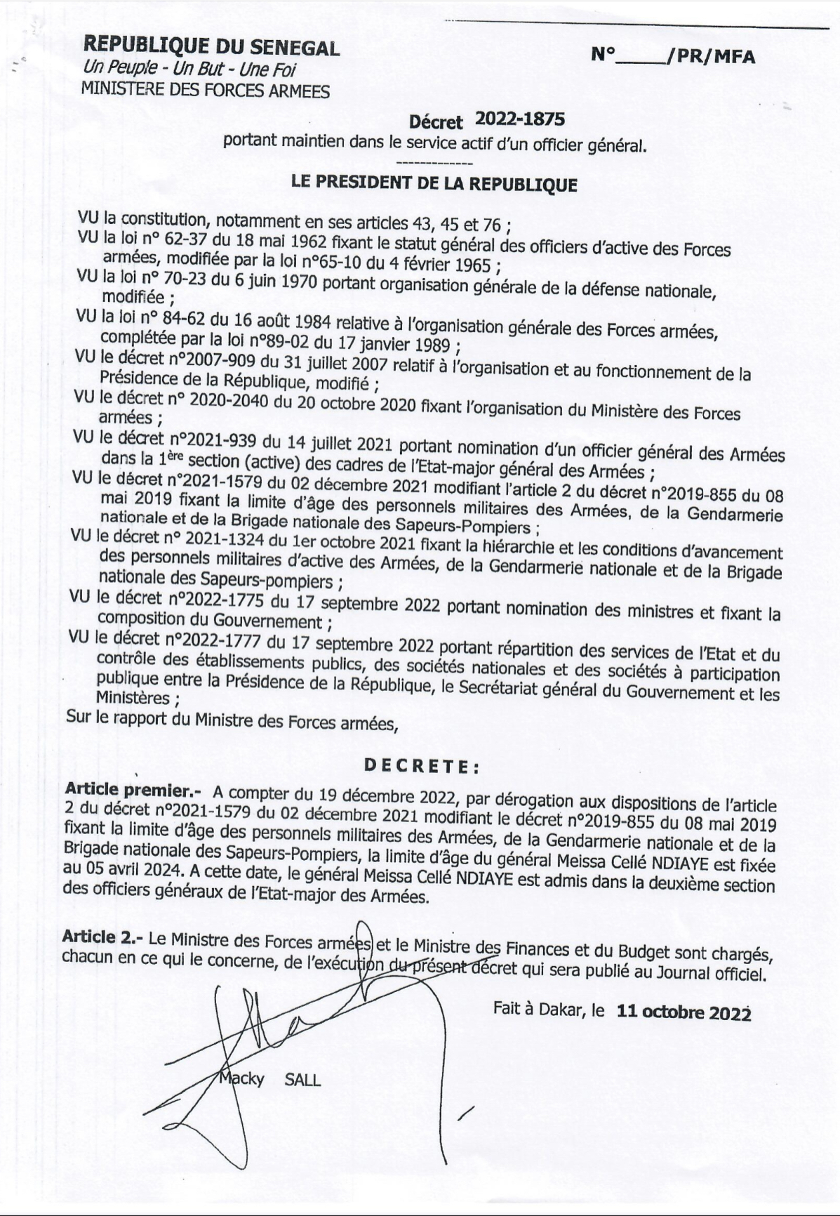 SÉNÉGAL : Le président Macky Sall signe plusieurs décrets de nomination. (DOCUMENTS)