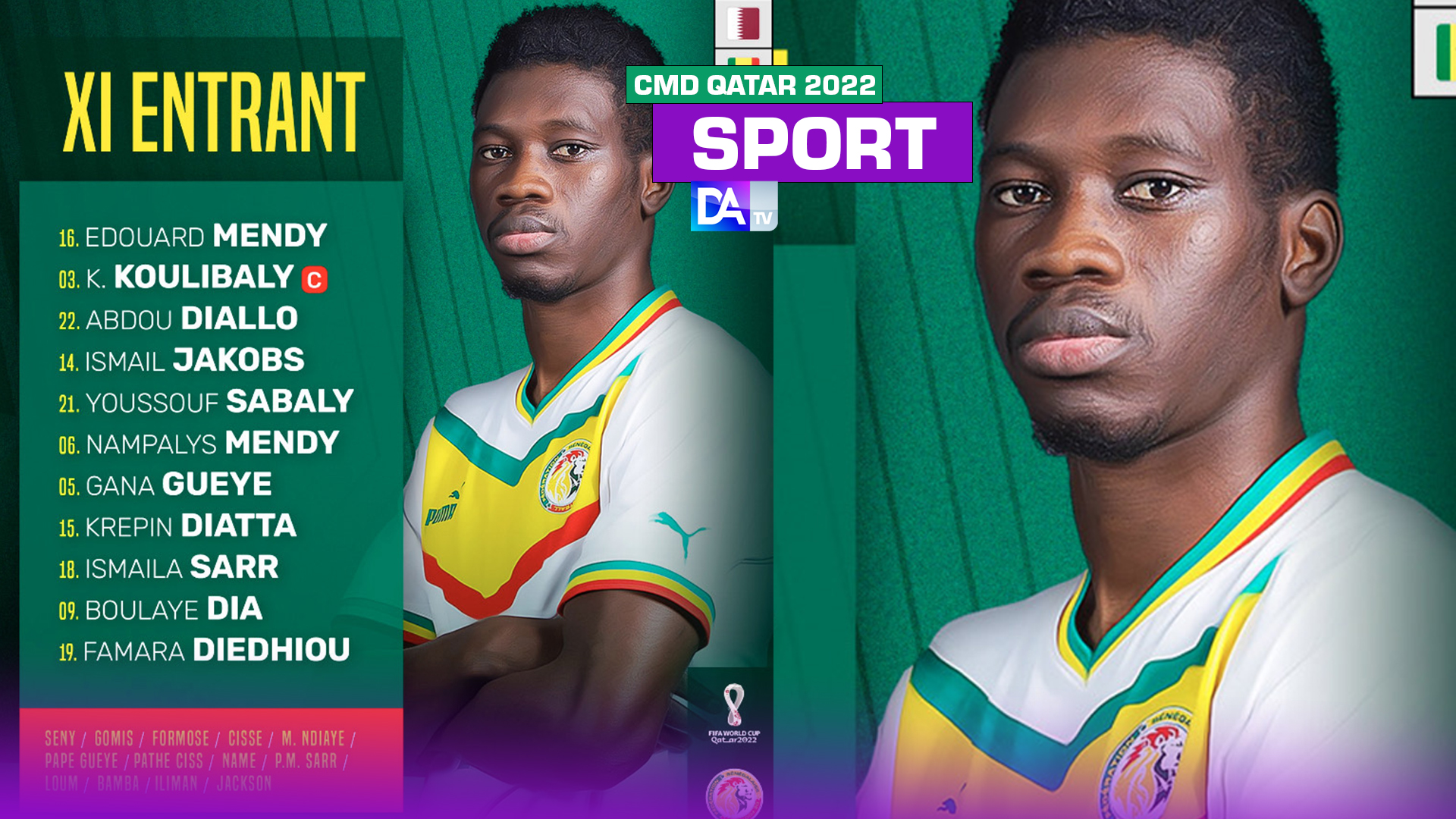 Sénégal vs Qatar : Le onze officiel avec le retour de Diallo et la première titularisation de Famara Diédhiou en attaque, en CDM….