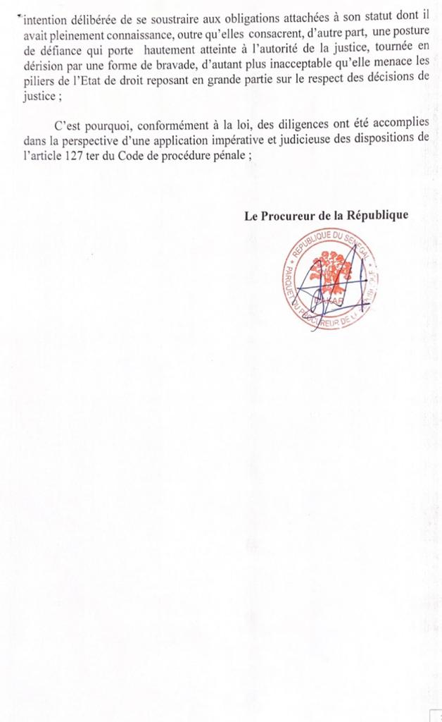 Révocation du contrôle judiciaire de Pape Alé Niang  : Les explications du procureur de la république.
