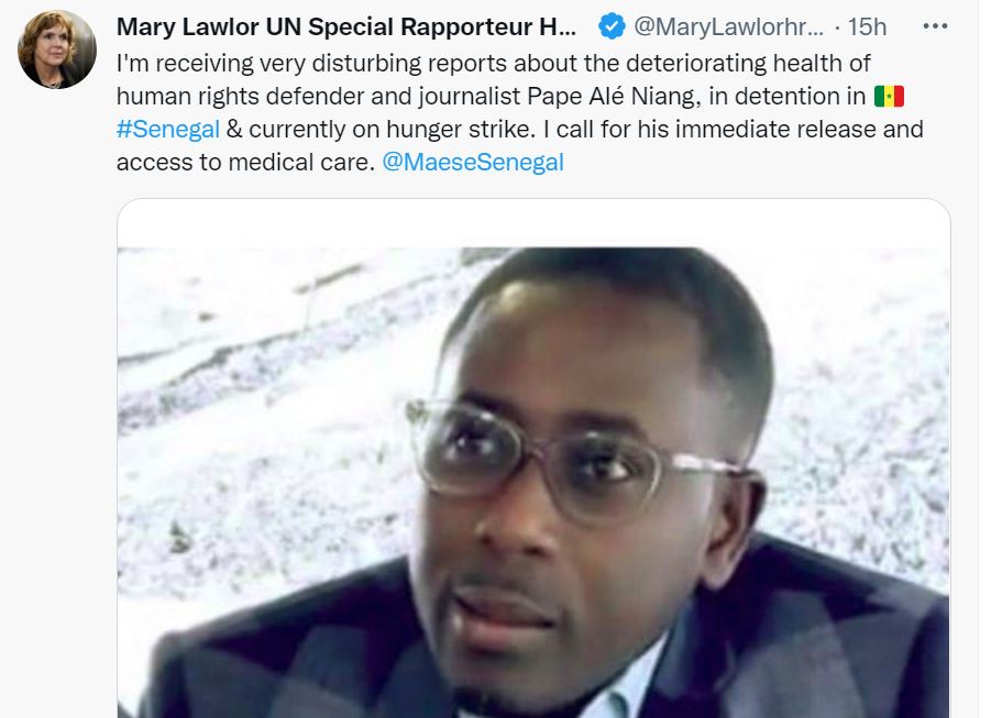 Inquiétude de Mary Lawlor sur l’état de santé de Pape Alé Niang : le MAESE tempère et remet à sa place la diplomate