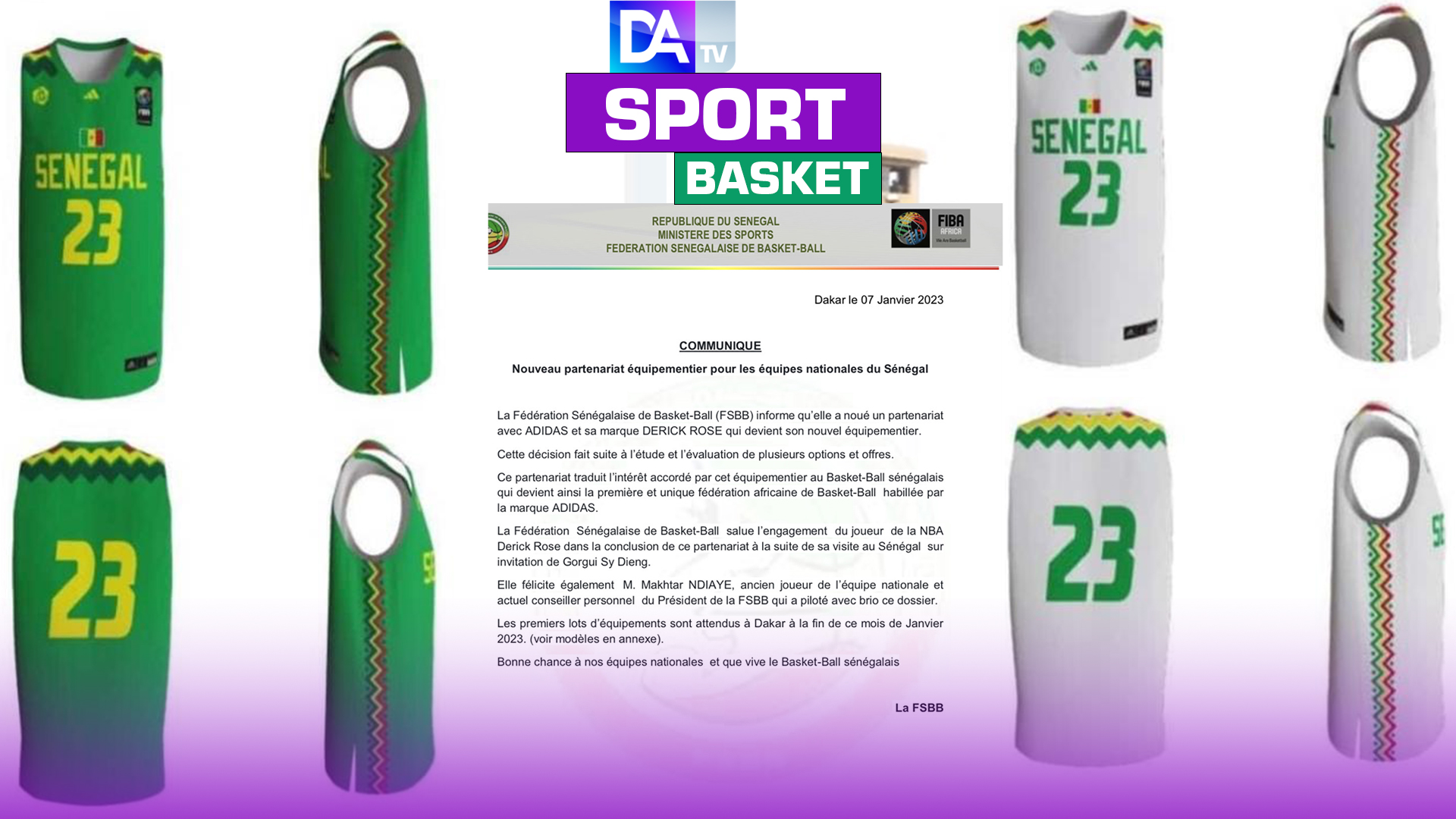 Nouvel équipementier : La fédération sénégalaise de basket s’engage avec Adidas et Derick Rose !
