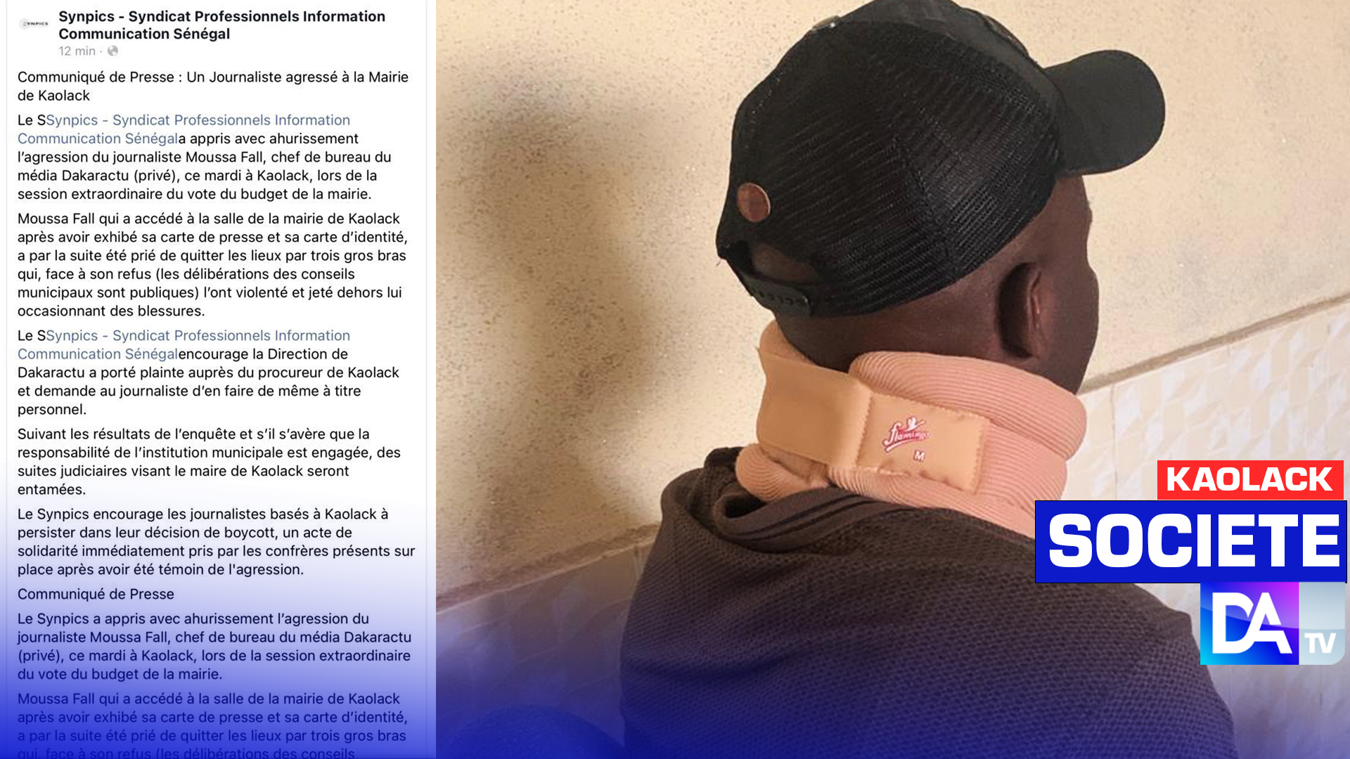 Agression du journaliste Moussa Fall (Dakaractu Kaolack) : Le Synpics annonce des poursuites judiciaires contre le maire Serigne Mboup