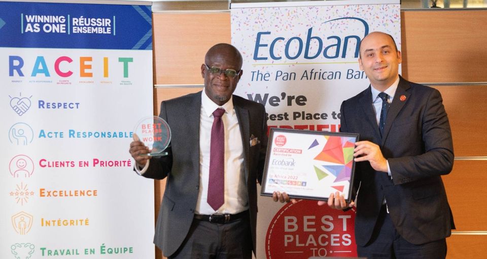 Ecobank remporte le prix du Meilleur Employeur d’Afrique en  2022
