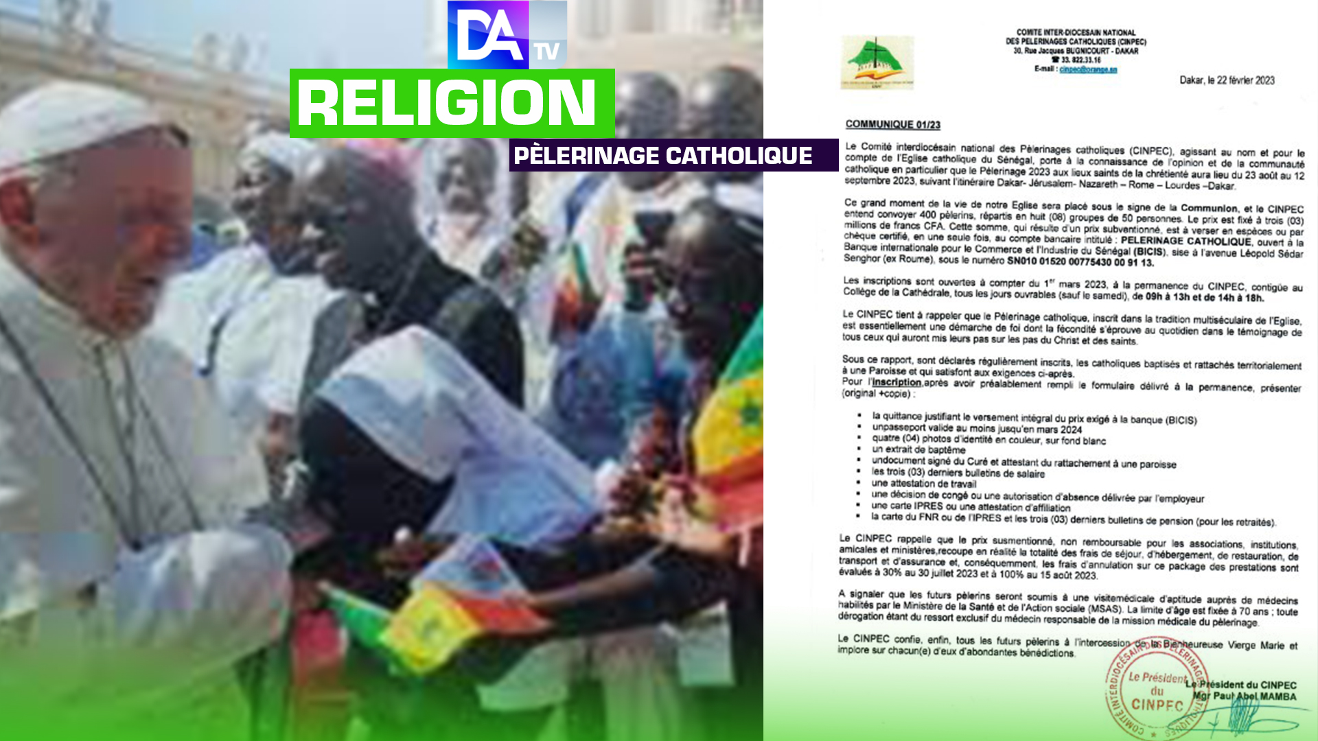 Pèlerinage catholique : ouverture des inscriptions à compter du 1er mars
