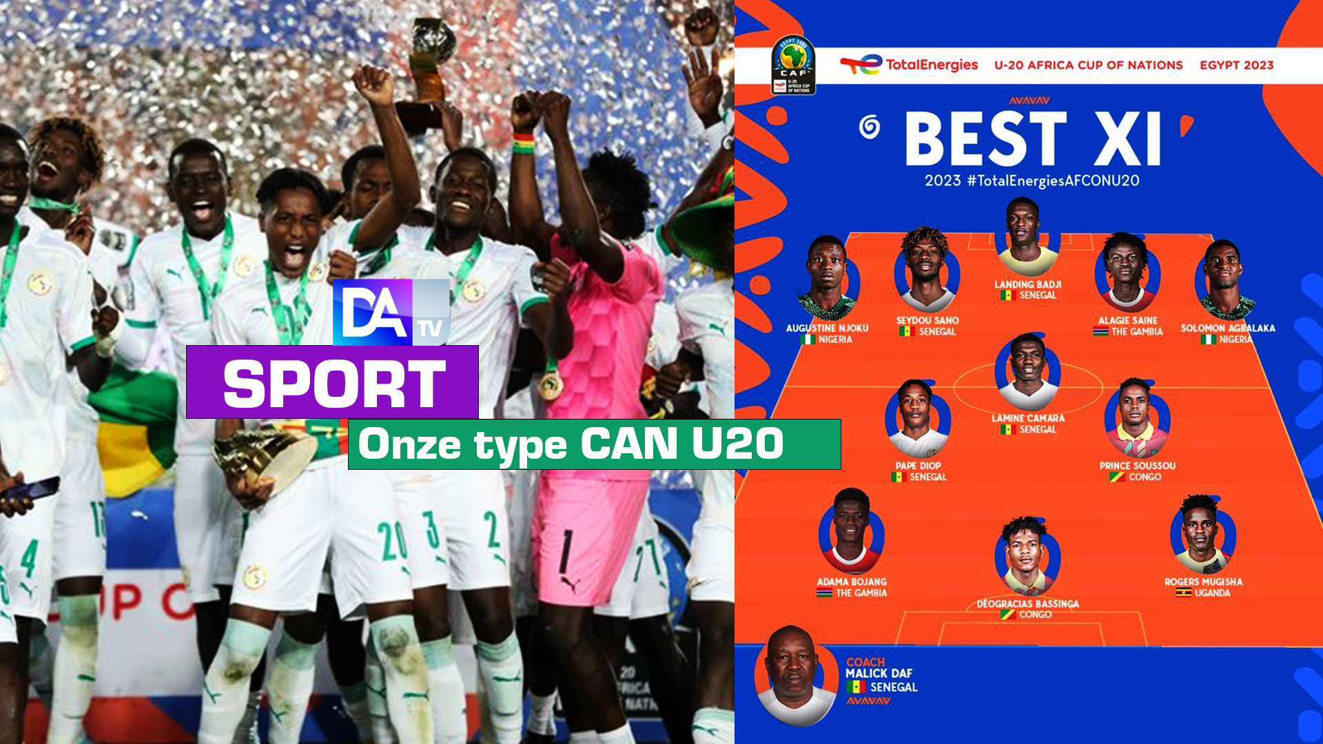 Onze type CAN U20 : Quatre Lionceaux dans l’équipe, Malick Daf désigné meilleur entraîneur!