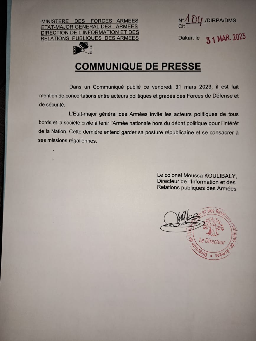 Report de la manifestation de Yewwi suite à des échanges: L’armée sénégalaise nie toute implication…