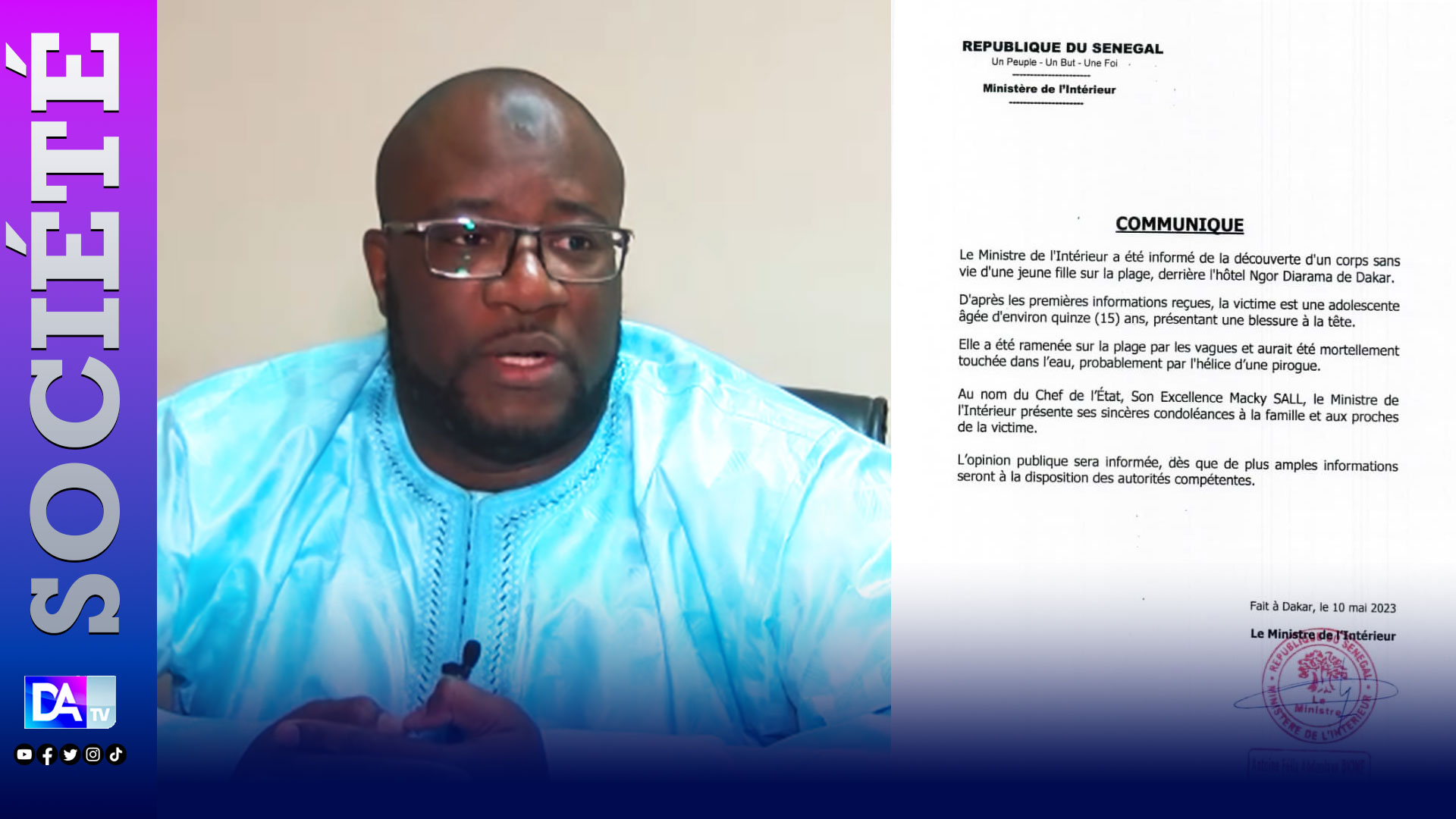 Communiqué du ministère de l'intérieur sur le décès de la jeune fille à Ngor: " Monsieur le Ministre de l'intérieur Antoine Félix Diome, ce communiqué est loin d'etre convaincant( Birahim Seck, Forum Civil).