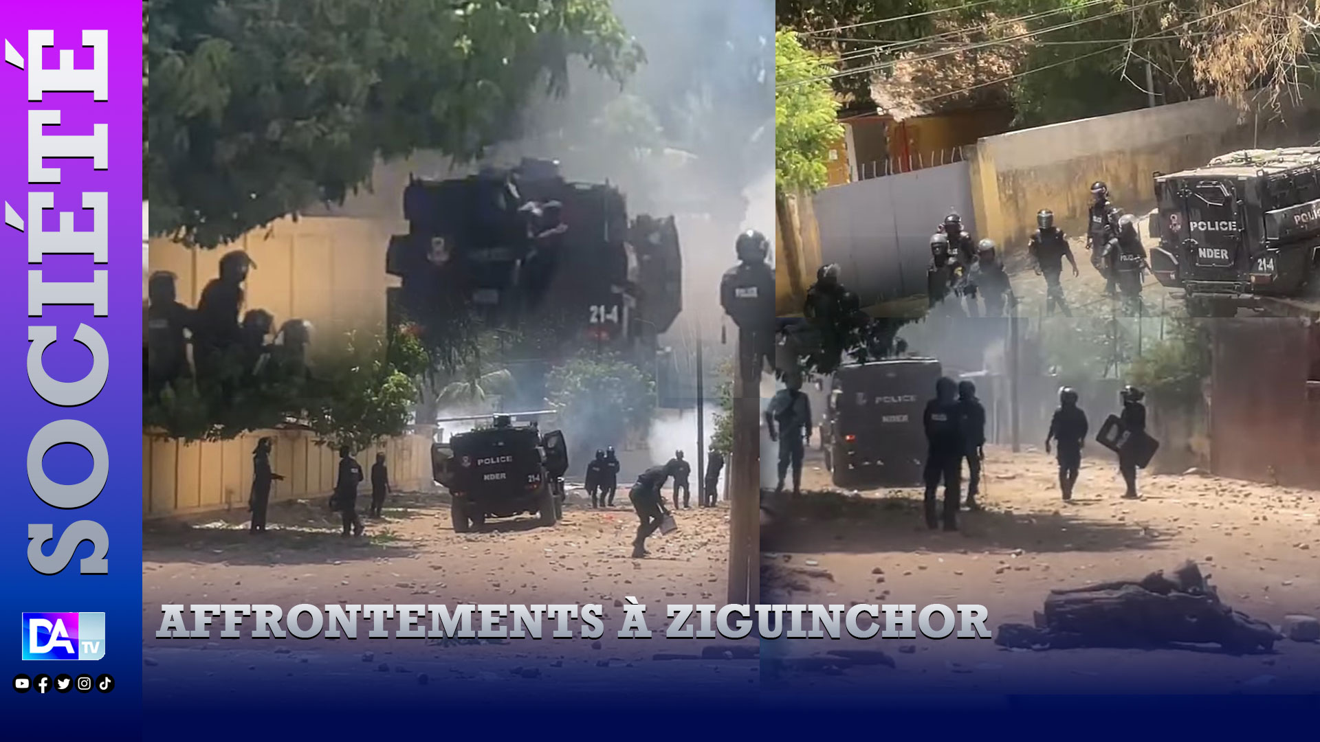 Affrontements à Ziguinchor: Un véhicule blindé de la police fait marche arrière et tue par accident 1 policier.