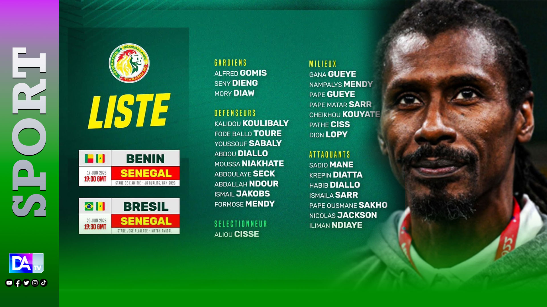 Éliminatoires CAN 2024 et amical contre le Brésil : Aliou Cissè zappe Édouard Mendy... Abdou Diallo, Iso et Kouyaté de retour...