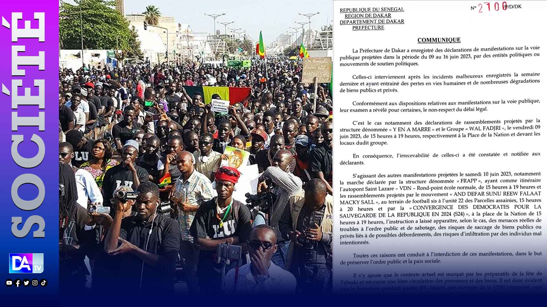 Demandes d'autorisations de manifestation à Dakar : Le préfet brandit l’interdiction et parle d’un contexte inapproprié