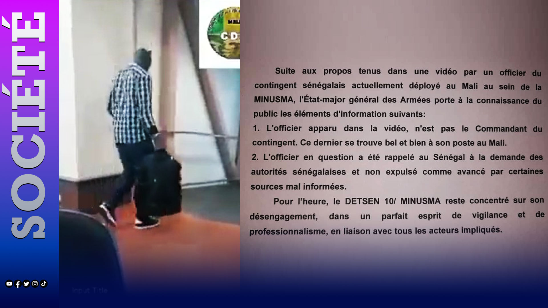 Rumeurs sur l'expulsion d'un officier sénégalais du Mali/ Les précisions de L'État-major général des Armées: " l'officier en question a été rappelé au Sénégal à la demande des autorités sénégalaises et non expulsé".