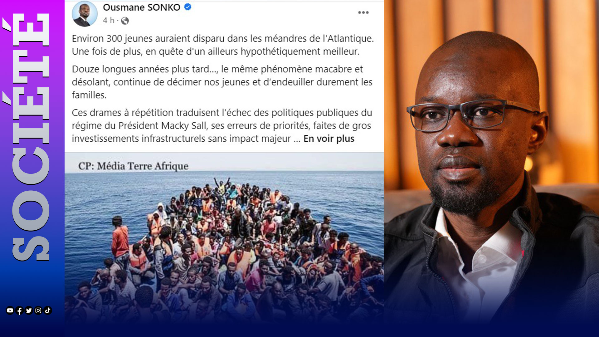 Disparition de 300 jeunes en pleine mer / L’appel d’Ousmane Sonko : « Restez et menons ensemble le seul combat qui vaille »