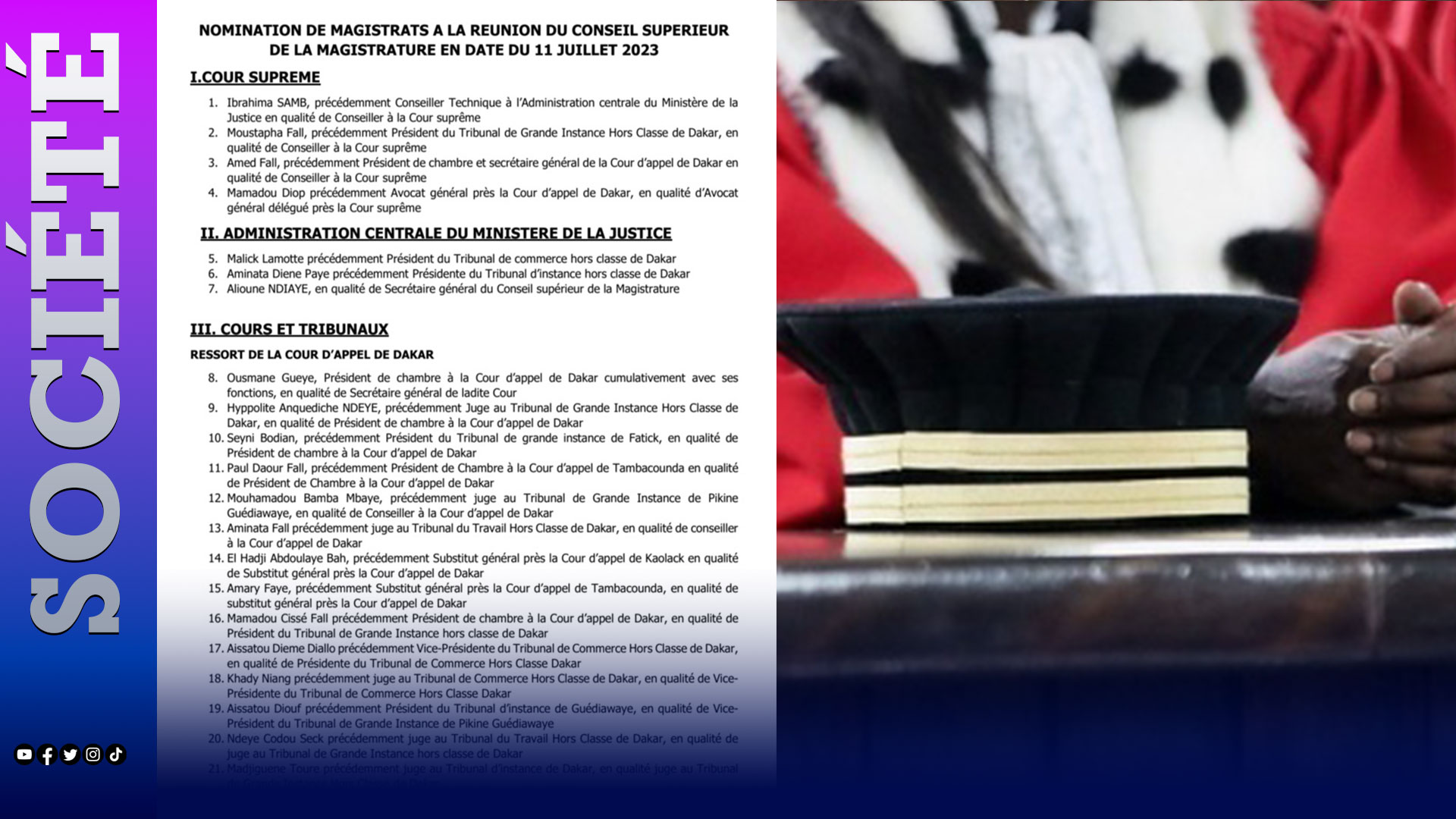 Conseil supérieur de la magistrature: Vague de nominations au niveau de la justice (…) le parquet de Thies renforcé…