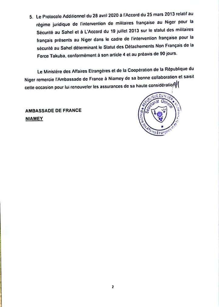 Niger : la junte dénonce des accords de coopération militaire avec la France.