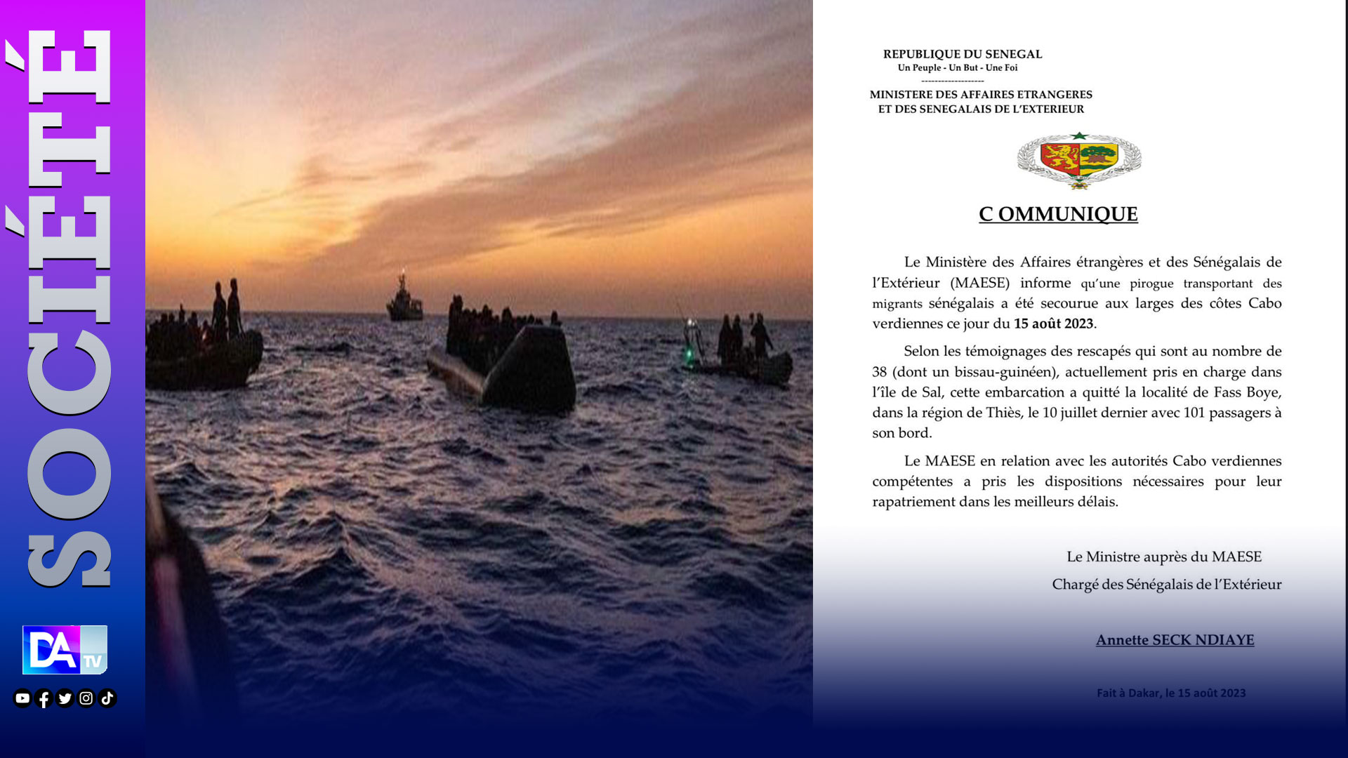 Immigration irrégulière : « Sur une embarcation de 101 passagers qui a quitté  Fass Boye (Thiès), 38 ont été secourus » (MAESE)
