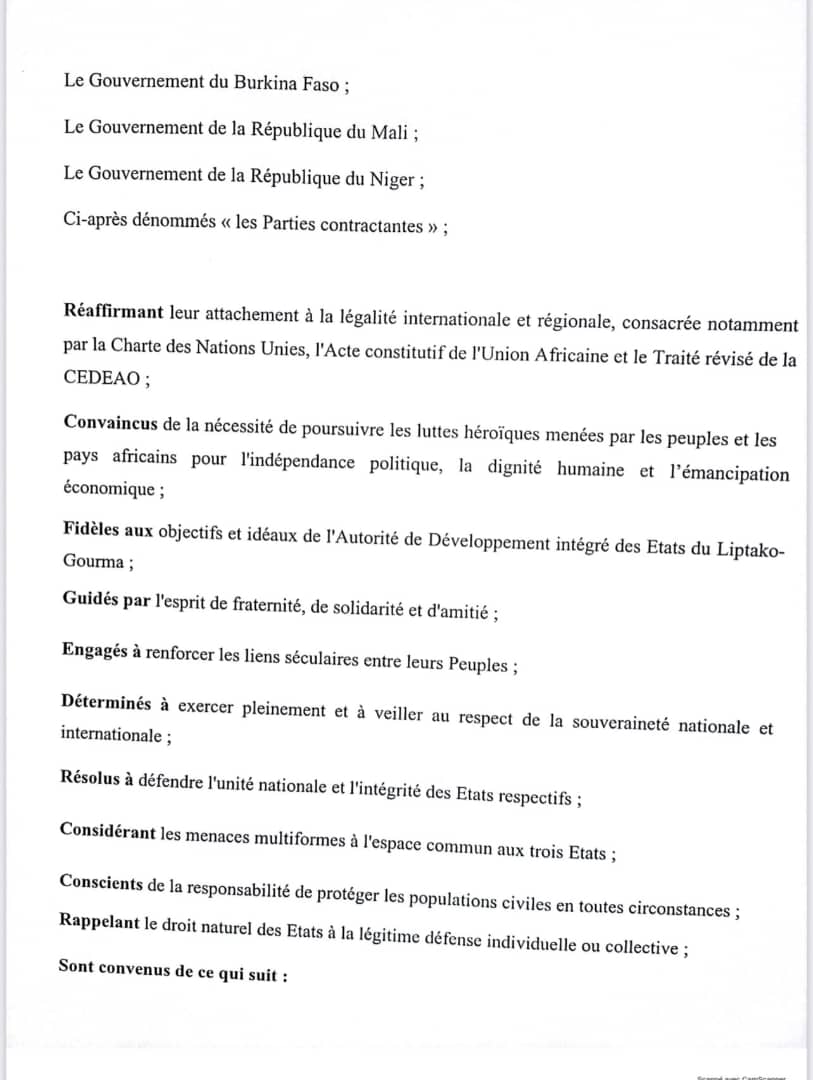 Alliance des États du Sahel (AES) : Le Mali, le Burkina et le Niger signent la charte du Liptako-Gourma