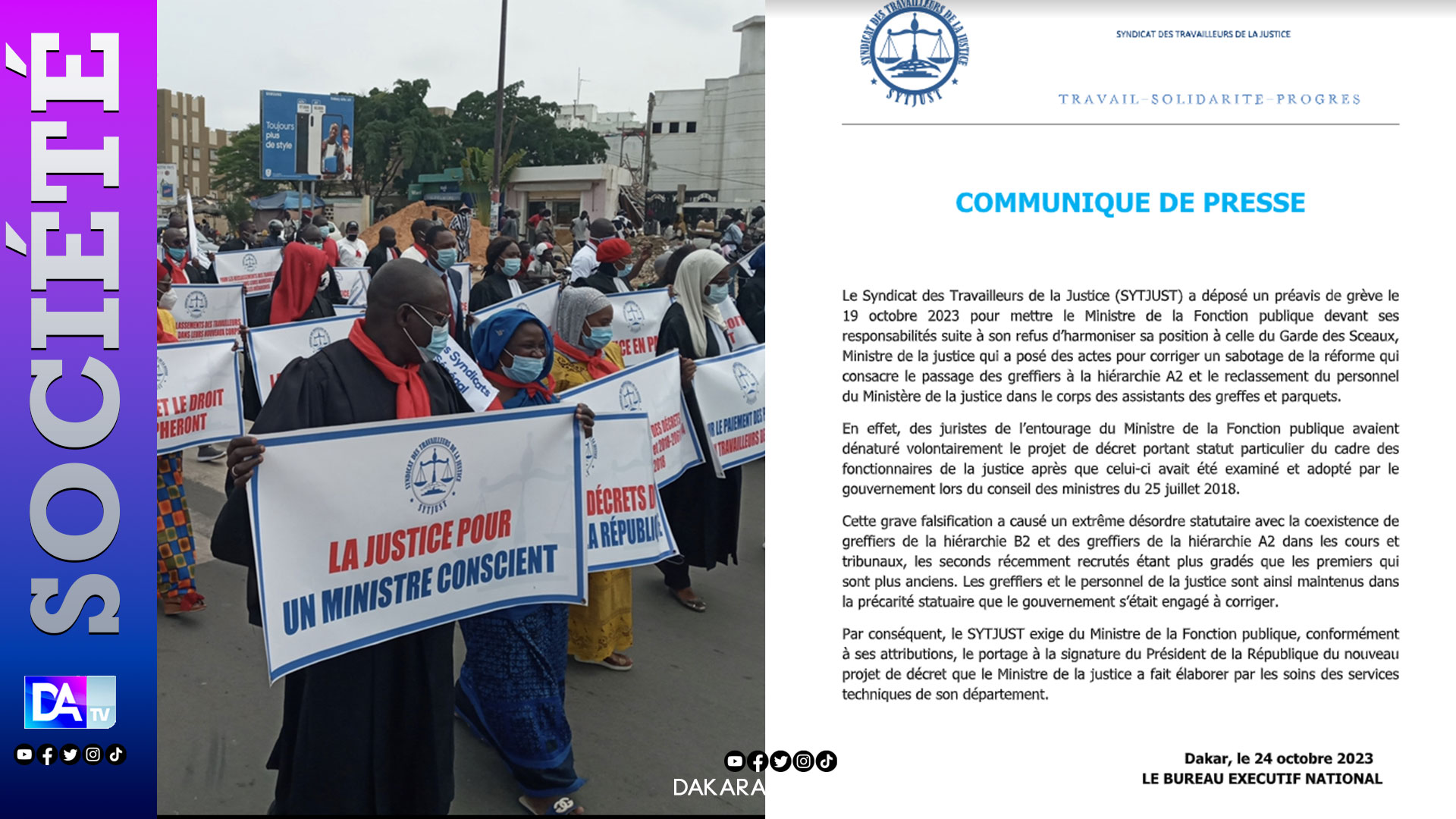 Justice: Le Sytjust dépose un préavis de grève